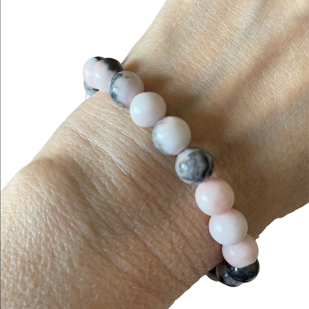 Pink Zebra Jasper Stretch Bracelet - Picture 3 of 5
